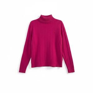 IZOD Pink Cable Knit Turtleneck Sweater Women’s XL 100% Cotton